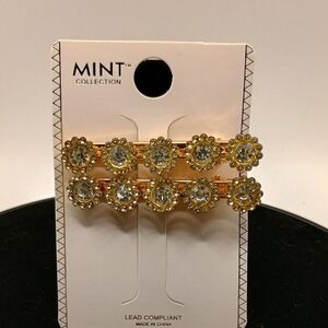 Gold Hair Clips With Chrystal Accents